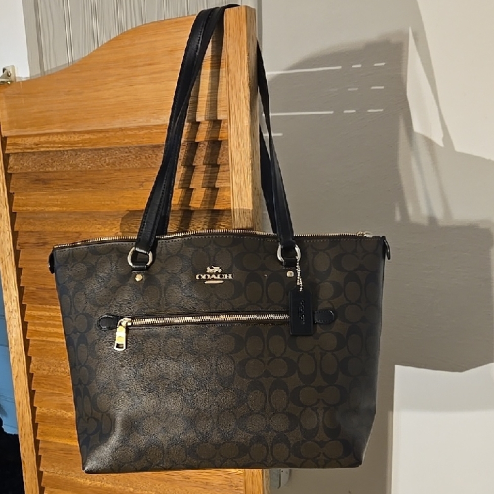 Coach Black and Brown Signature Tote